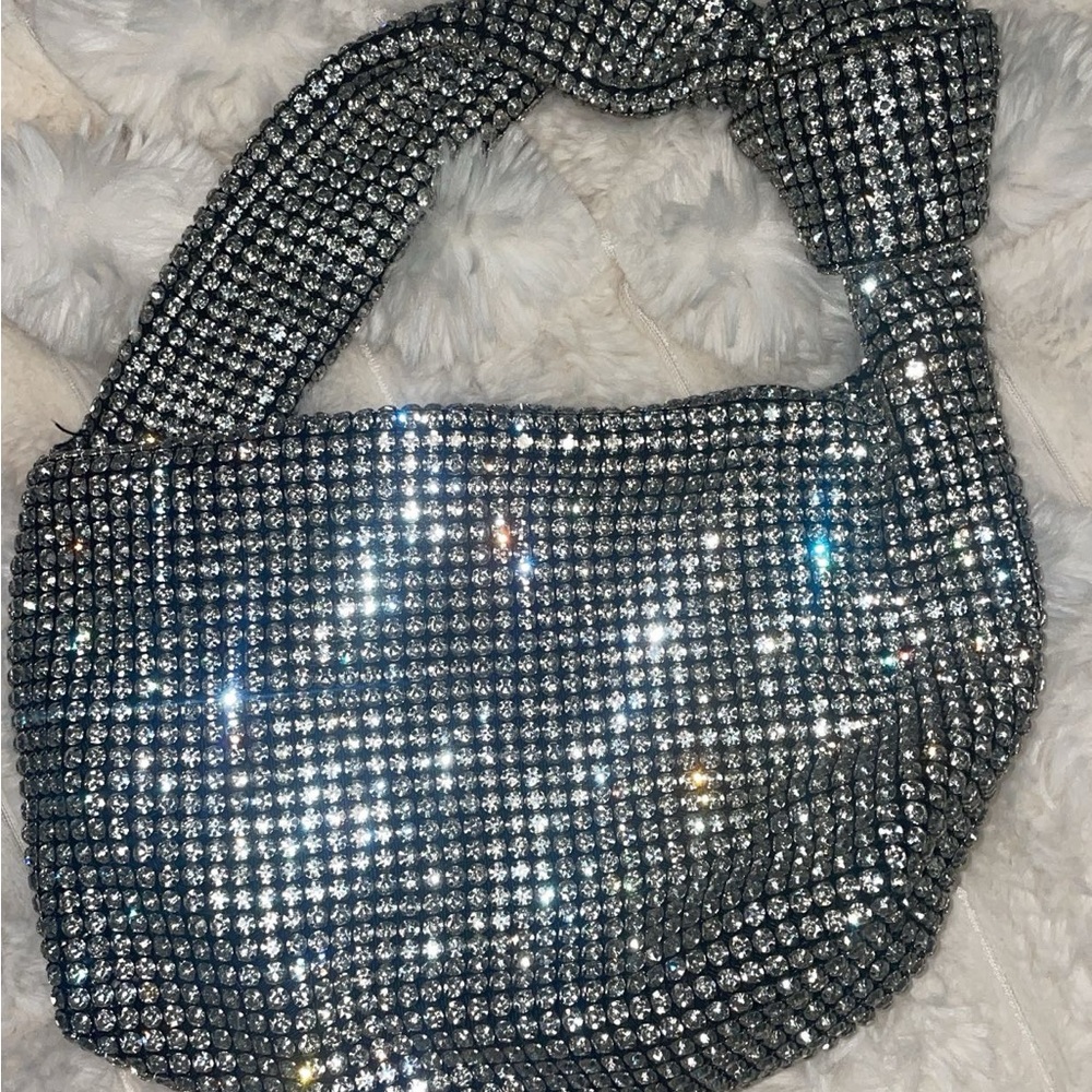 Silver Crystal Embellished Women's Bag
